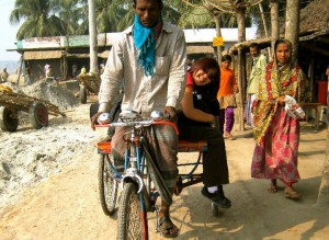 Riding with the gear in Bangladesh.